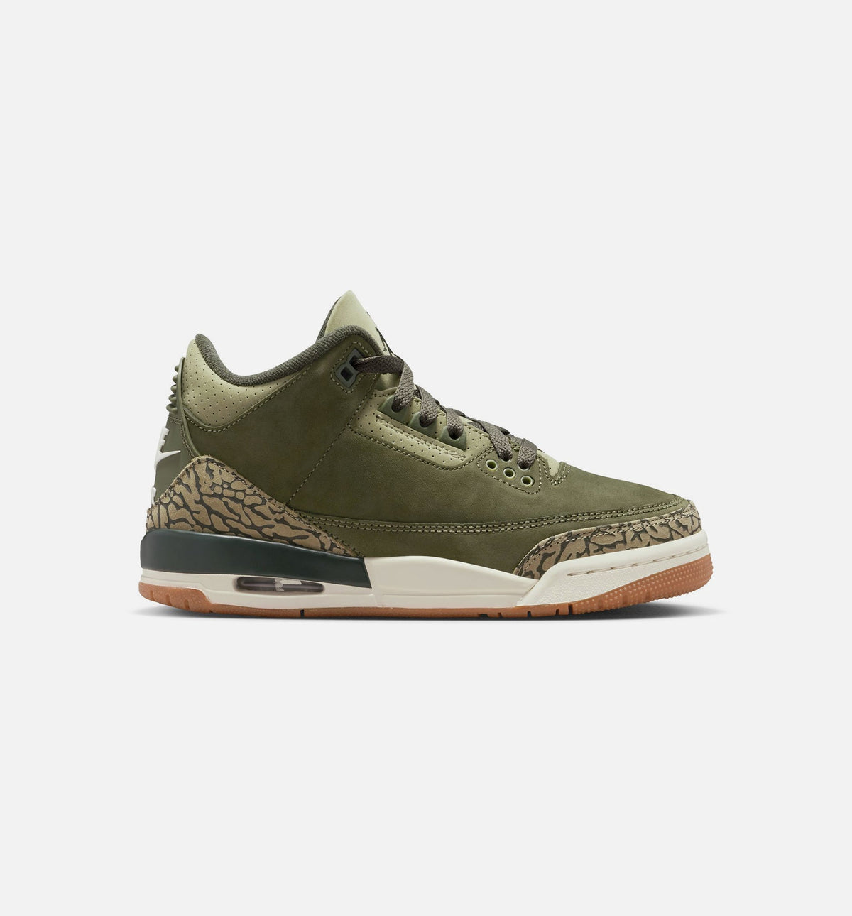 Air Jordan 3 Retro Medium Olive Big Kids' Sneakers - Medium Olive / Light Olive / Sail