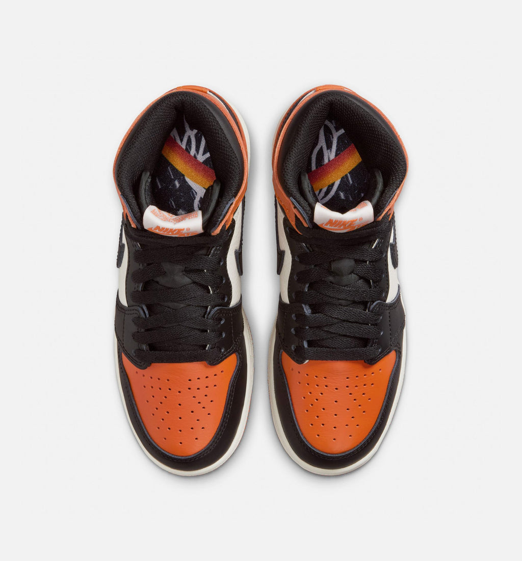 Air Jordan 1 Retro High OG Shattered Backboard | Grade School Lifestyle Shoe | Black/Sail/Starfish