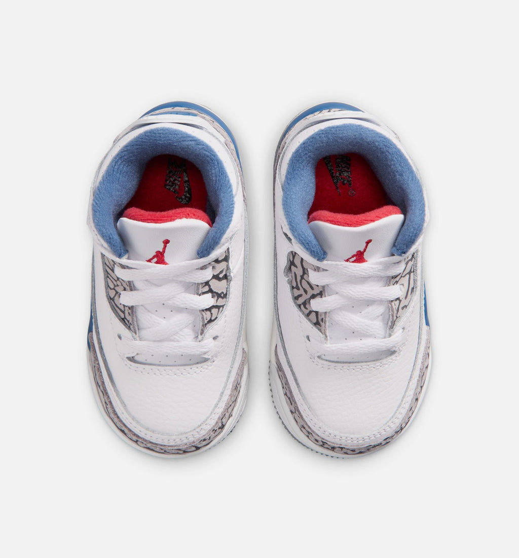 Air Jordan 3 Retro OG True Blue Infant/Toddler Shoes - White Fire Red True Blue