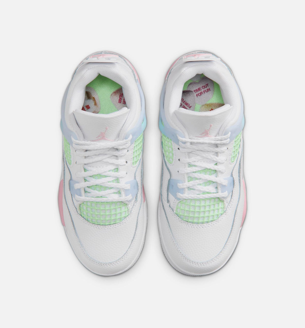 Air Jordan 4 Retro Medium Soft Pink Preschool Girls' Sneakers - White/Medium Soft Pink/Half Blue