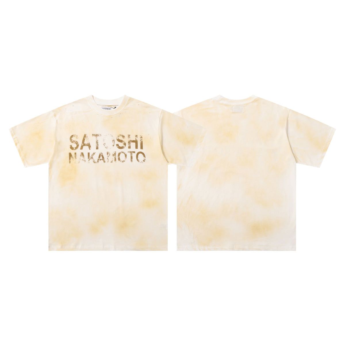 Satoshi Nakamoto Letter Graphic Washed Crew Neck Short Sleeve T-Shirt