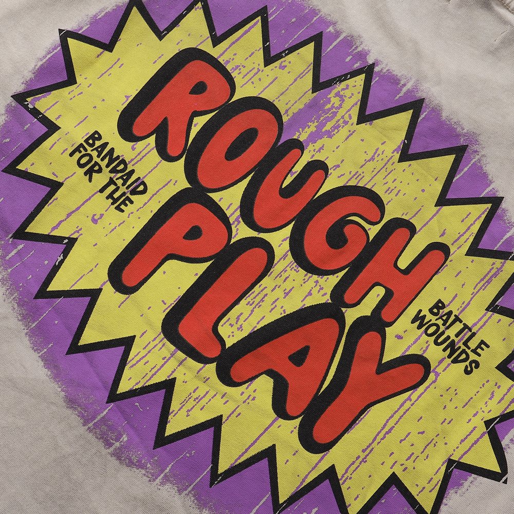 Rough Play Rhinestone Cartoon Graphic Distressed T-Shirt