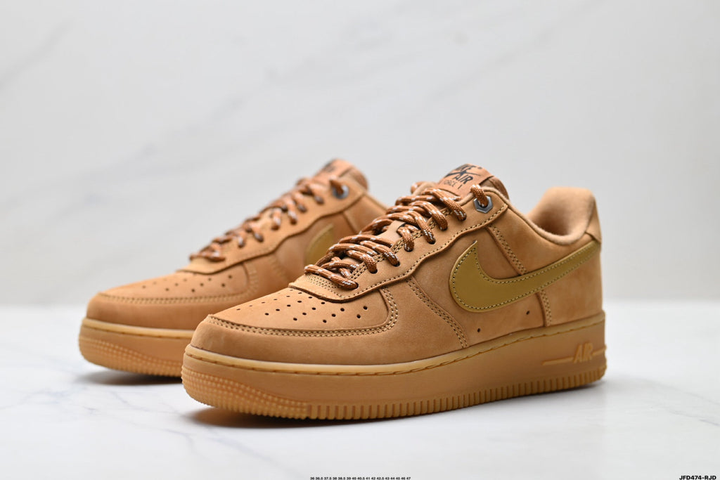 Nike Air Force 1 Low Wheat Tan Gum Unisex Sneakers Style 19