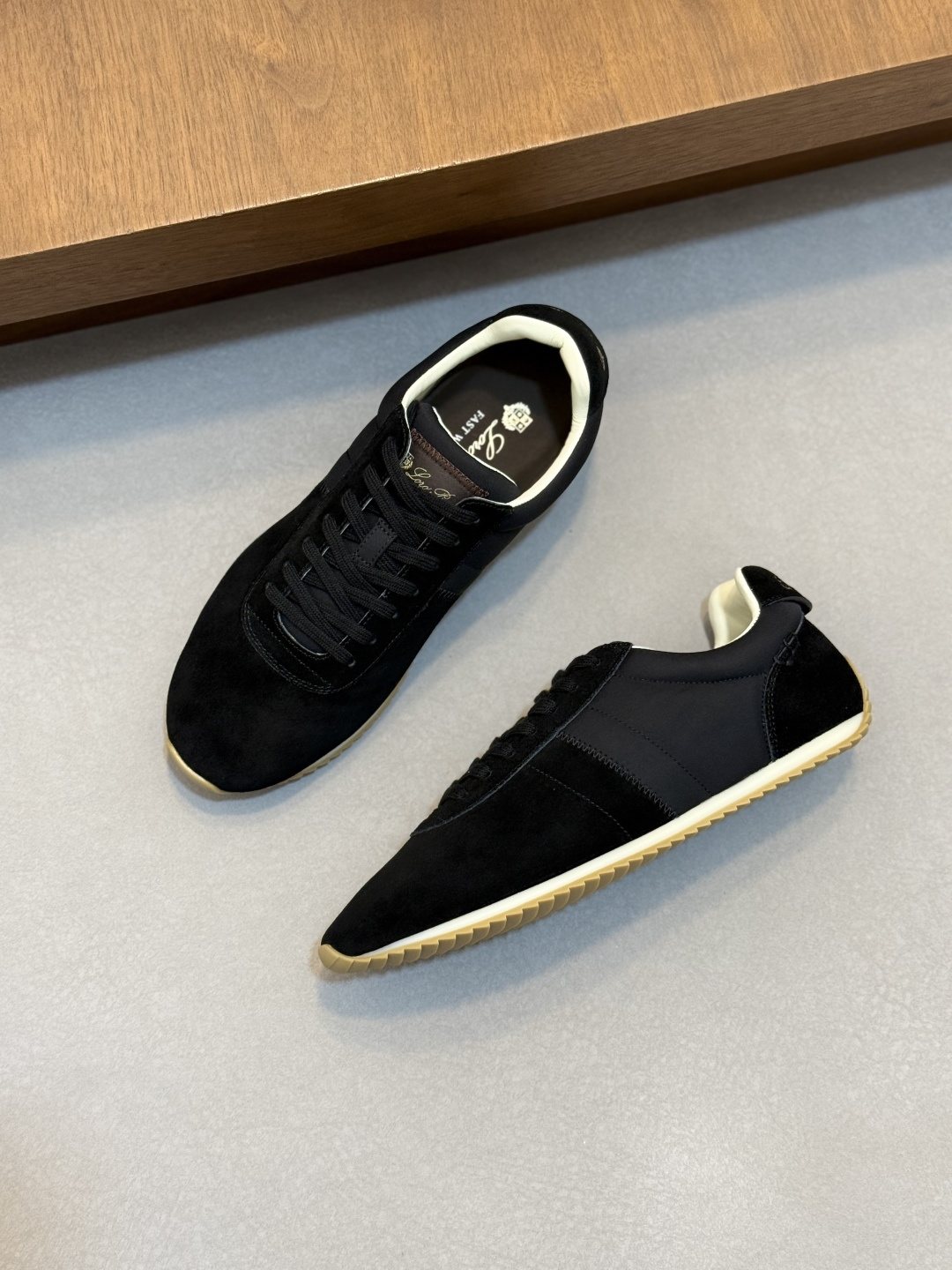 Loro Piana Black Suede Low-Top Sneakers