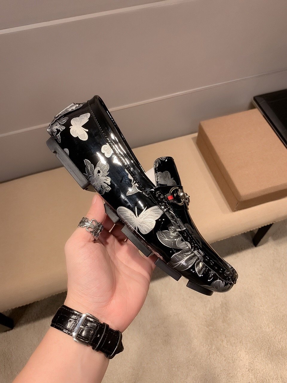 Gucci Butterfly Print Loafers