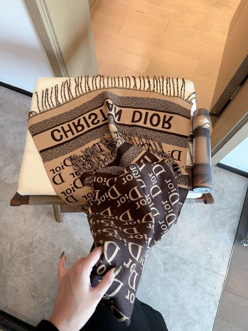 Dior Fringed Monogram Scarf