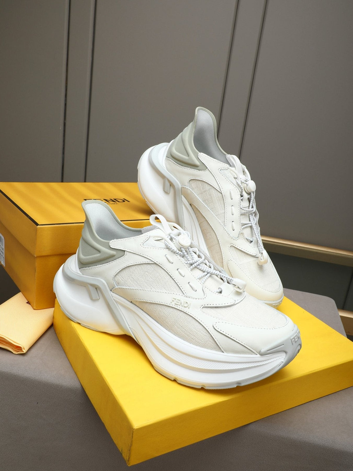 Fendi Black and Charcoal Gray Platform Sneakers